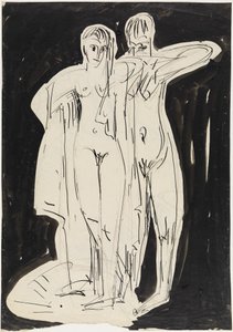 Dva stojící akty, které se osušují od Ernst Ludwig Kirchner