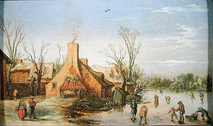Vesnice v zimě, 1623 (olej na panelu)