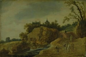 Skalnatá krajina s hradem od Esaias van de Velde