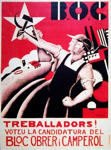 Volební plakát pro Bloc Obrer i Camperol (BLOC) kolem roku 1935 od Estenka Estenka