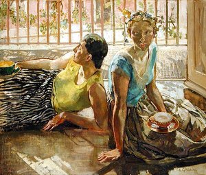 Dvě dívky, kolem roku 1935 (olej na plátně)