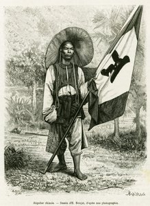 Čínská vláda. Rytina od E.Ronjata podle fotografie k ilustraci příběhu Trente mois au Tonkin v roce 1884, od doktora Hocquarda, in le tour du monde 1889, režie Edouard Charton (1807-1890), Hachette, Paříž. od Etienne Antoine Eugene Ronjat