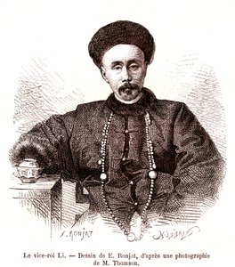 Li Hongzang, místokrál Zhili, na císařském dvoře v Číně. 1873 (rytina) od Etienne Antoine Eugene Ronjat