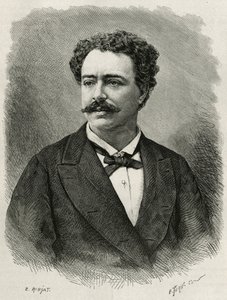 portrét autora a cestovatele Edmonda de Amicis (1846-1908), italský spisovatel, rytina E.Ronjata, k ilustraci příběhu Maroka od Edmonda de Amicis, v roce 1875, publikováno v tour du monde, pod vedením Edouarda Charton od Etienne Antoine Eugene Ronjat