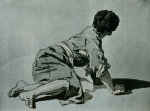 Studie dřepícího chlapce na zemi