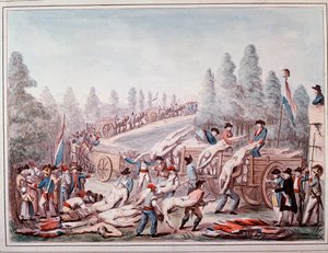 Přeprava mrtvol během revoluce (Akvarel, cca 1790)