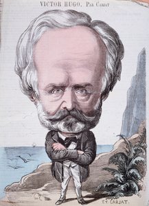 Victor Hugo (1802-85) na Jersey rock, 1867 (barevná rytina) od Etienne Carjat