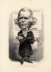 feuille volante - Ilustrace Etienne Carjat (1826-1906): lékařství, lékařství, sante, charita, anatomie, plakáty - chirurg, Velpeau Alfred (1795-1867) od Etienne Carjat