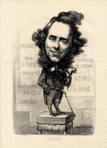 létající list - Ilustrace Etienne Carjat (1826-1906): Sivori Camille Camillo (1815-1894) od Etienne Carjat