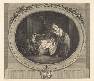 Nevinnost inspiruje něhu od Etienne Claude Voysard after Jean Honoré Fragonard