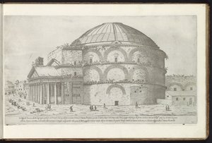 Pantheon v Římě Bouwwerken uit de oudheid (název série) Pozůstatky starověku Říma shromážděné a portréty v perspektivě Stefano Du Perac Parisino (název série na objektu) od Etienne Duperac