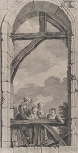 Kaple Nalezenců v Paříži: Jeptiška a malé dívky sledující Crec..., 1756.