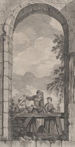 Kaple Nalezenců v Paříži: Jeptišky a chlapci při pohledu na betlém,..., 1757.