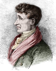 Portrét Josepha Jouberta (1754-1824), francouzského spisovatele. Rytina od Bocoura v ""Le Magasin malebné""