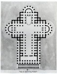 Projekt pro kostel Madeleine. Výkres. Architektura Etienne Louis Boullee (Etienne-Louis Boullee), francouzský architekt (1728-1799).
