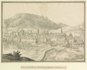 Město Chambery  Hlavní město Savojska: Veüe de la Ville de Chambéry Hlavní město Savojska, v roce 1618