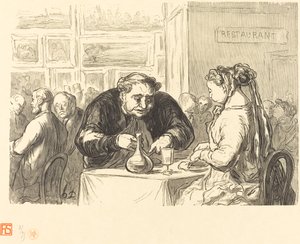 V bufetu výstavy výtvarného umění od Etienne after Honoré Daumier