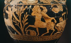 Amfora od malíře Centauromachy, detail zobrazující kentaura. Červenofigurová keramika z Porana (Umbrie). Etruská civilizace, 4. století před naším letopočtem. od Etruscan