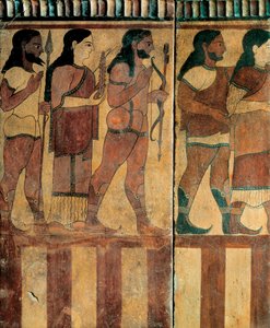 Etruská civilizace - "plaketa Campana" představující procesí z Banditaccia Necropolis, Cerveteri, Řím, 550-520 př.nl (terakota) od Etruscan