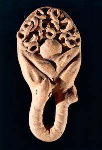 Etruská civilizace, terakotová votivní nabídka zobrazující střevo, z Tessennano, region Lazio, Itálie od Etruscan
