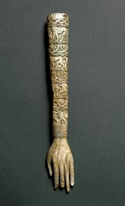 Etrusque antiquite: přední rameno nebo rukojeť flabellum (liturgický vějíř) ze slonoviny. Z hrobky Barberini a Preneste (Palestrina). 7. století před naším letopočtem. Řím, Museo Nazionale di Villa Giulia od Etruscan