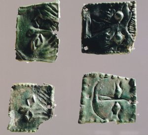 Ex-voto v bronzové desce zobrazující oči. Artefakty z objektů svatyně Reithia Este (Benátsko). Etruská civilizace, 5.–4. století před naším letopočtem. od Etruscan