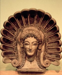 Upevnění v etruském chrámu ve Veii, 6. století před naším letopočtem (polychromovaná keramika) od Etruscan