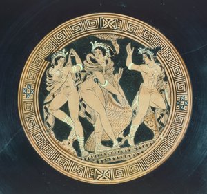 Kylix, detail. Červenofigurová keramika. Etruská civilizace, 5.–4. století před naším letopočtem. od Etruscan