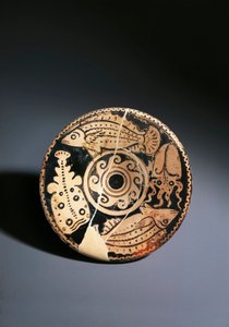 Červenofigurová hrnčířská miska s rybím zdobením, od Cerveteri od Etruscan