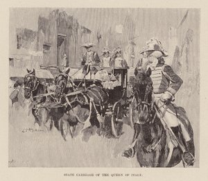 Státní kočár italské královny (rytina) od Ettore Tito