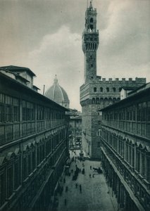 Palazzo Vecchio z galerie Uffizi, Florencie, Itálie, 1927 od Eugen Poppel