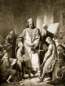 Karel Veliký a jeho učenci, ilustrace z knihy "Hutchinson