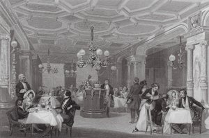 "Trois Freres Provenceaux", Palais Royal, Paříž, Slavná jídelna (rytina)