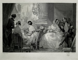 Interiér pařížské opery, lidé v lóži Rytina Eugene-Louis Lami od Eugene Louis Lami