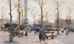 Place de la Bastille, Paříž od Eugene Galien Laloue