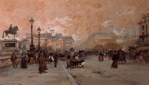 Pařížská pouliční scéna od Eugene Galien Laloue
