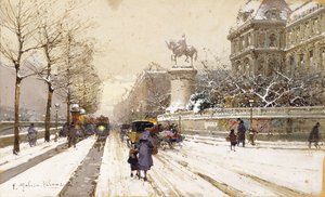 Paříž v zimě od Eugene Galien Laloue