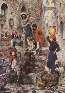 Vlk z Gubbia po svém obrácení (barevná litografie) od Eugene (after) Burnand