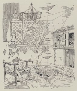 Scéna z La Dame de Gai-Fredon, od Quatrelles (Ernest L