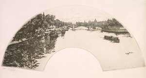 Vějíř, Seina při pohledu z Pont Royal (Éventail, La Seine vue du Pont Royal) od Eugene Bejot