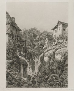 Mlýn a vodopád Grésy poblíž Aix-les-Bains, 1856. od Eugene Bléry