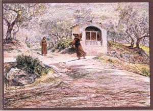 Svatý František přiměje mnicha Massea, aby se mnohokrát otočil, aby našel cestu, kterou by měl jít, 1919 od Eugene Burnand