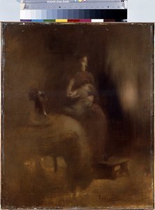 Žena s dítětem na klíně. Obraz Eugene Carriere (1849-1906) od Eugène Carrière