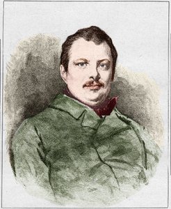 Portrét Honore Balzaca v roce 1830 (1799 - 1850), francouzského spisovatele. Rytina Eugena Chiqueta. od Eugene Chiquet