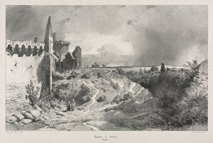 Malebné a romantické cesty starověkou Francií. Bretaň: Chateau de Susinio. od Eugene Ciceri