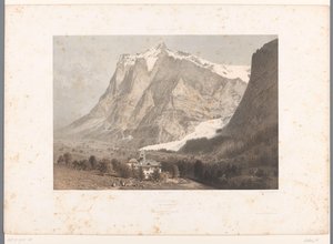 Pohled na Grindelwald Grindelwald (název na objektu) Tváře ve Švýcarsku, Savojsku a Tyrolsku (název seriálu) La Suisse, la Savoie et le Tyrol (název série na objektu) od Eugene Ciceri