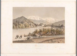 Pohled na Saint-Martin-sur-Arve z Mont Blancu Svatý Martin a Mont-Blanc (název na objektu) Gezichten in Zwitserland, Savoy in Tirol (název série) Švýcarsko, Savojsko a Tyrolsko (název série na objektu) od Eugene Ciceri