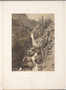 Zicht op de Bérard-waterval Celkový pohled na Cascade de Bérard (název na objektu) Gezichten in Zwitserland, Savoy in Tirol (název série) Švýcarsko, Savojsko a Tyrolsko (název série na objektu) od Eugene Ciceri