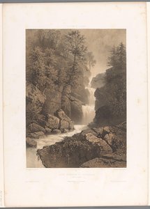 Pohled na vodopád Reichenbach Chûte, inferior du Reichenbach (titul na objektu) Tváře ve Švýcarsku a Savoy (název série) La Suisse et la Savoie (název série na objektu) od Eugene Ciceri