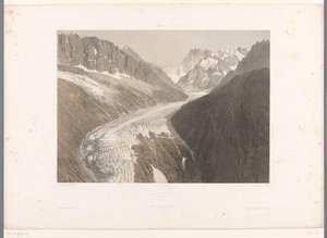 Pohled na ledovec Mer-de-Glace v Chamonix La Mer de Glace, Chamonix (název na objektu) Tváře ve Švýcarsku a Savoy (název série) La Suisse et la Savoie (název série na objektu) od Eugene Ciceri